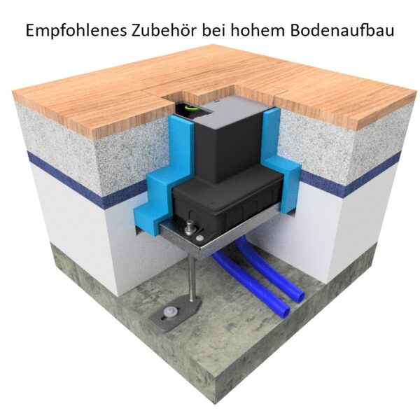 Produktbild UBD 132 001  -  Unterflur-Bodendose UBD 130 inkl. belegtem Deckel aus 4mm SVZ, ohne Schutzkante, mit Ausschnitt